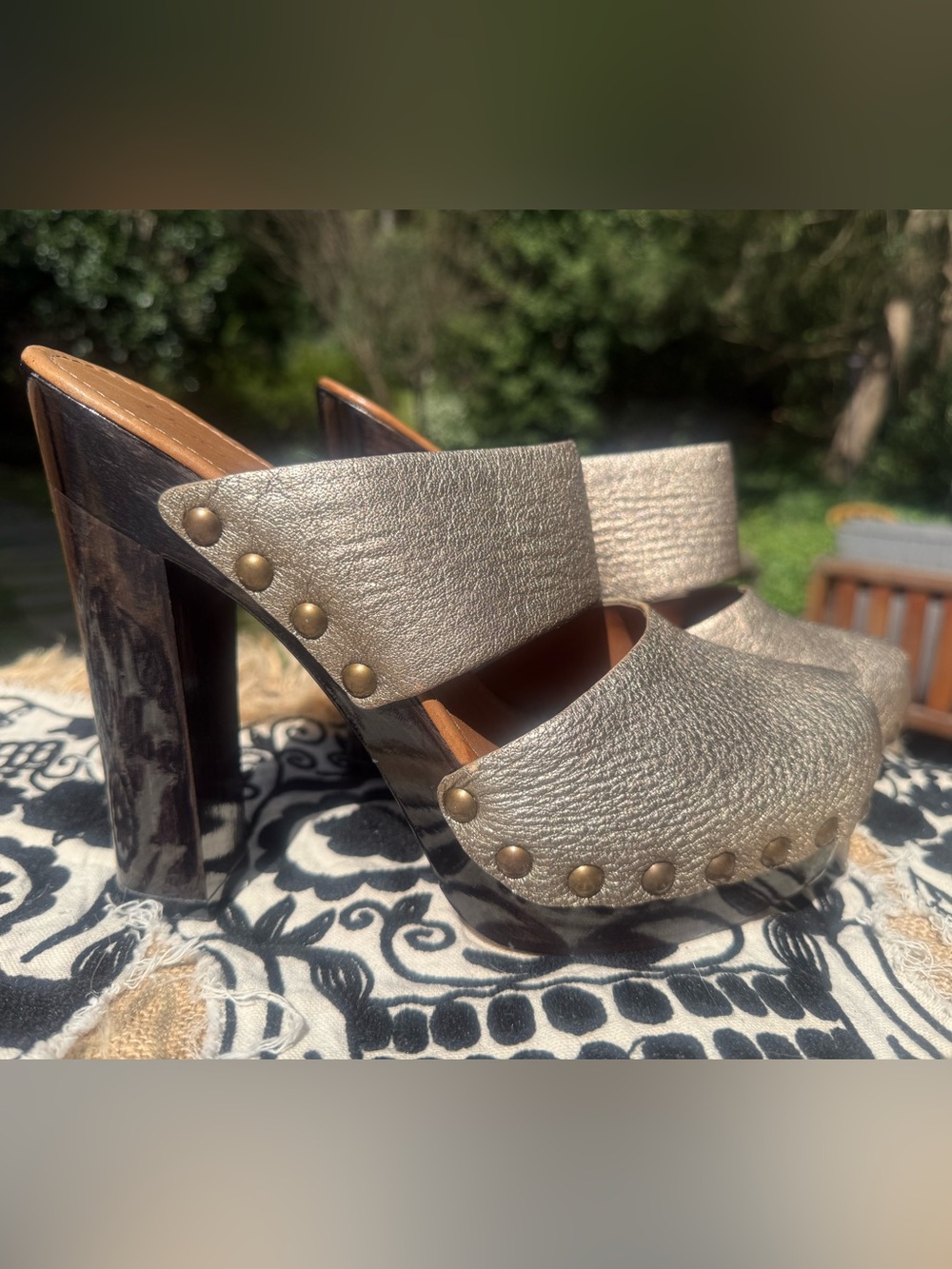 UGG Metallic Bronze Textured Platform Mules